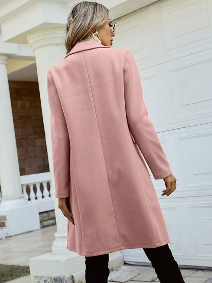 Eleganter mittellanger Trenchcoat mit Reverskragen und einfarbigem Design für Frauen | Ideal für den Winter